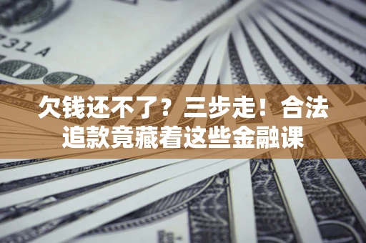 武汉欠钱还不了？三步走！合法追款竟藏着这些金融课